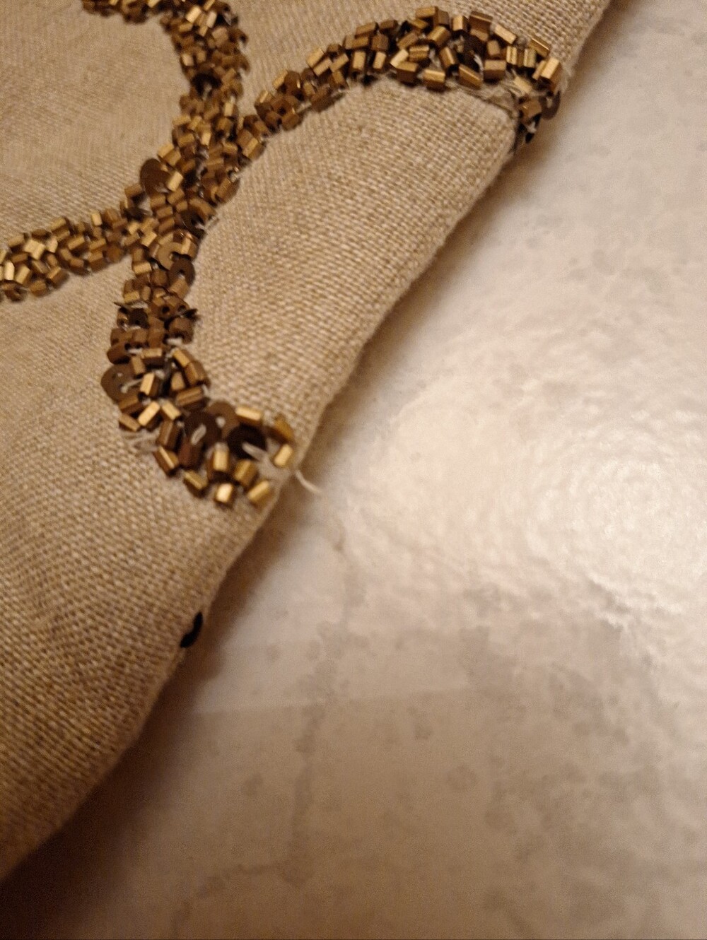 Pottery Barn Beaded Trellis Decorative Pillow Cover in Beige/Tan and Bronze - Picture 5 of 9